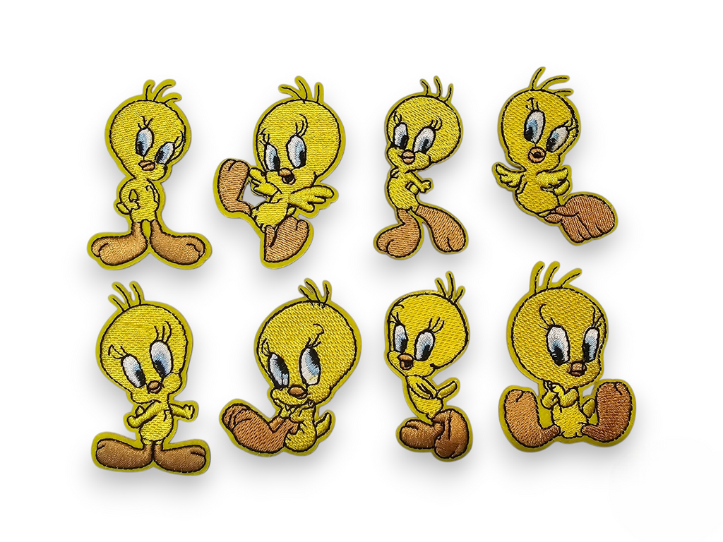 Parche bordado, termoadhesivo, pegamento, material para manualidades, bordado, tela, dibujos animados, programa de televisión, serie de televisión, divertido, niños, pájaro, amarillo